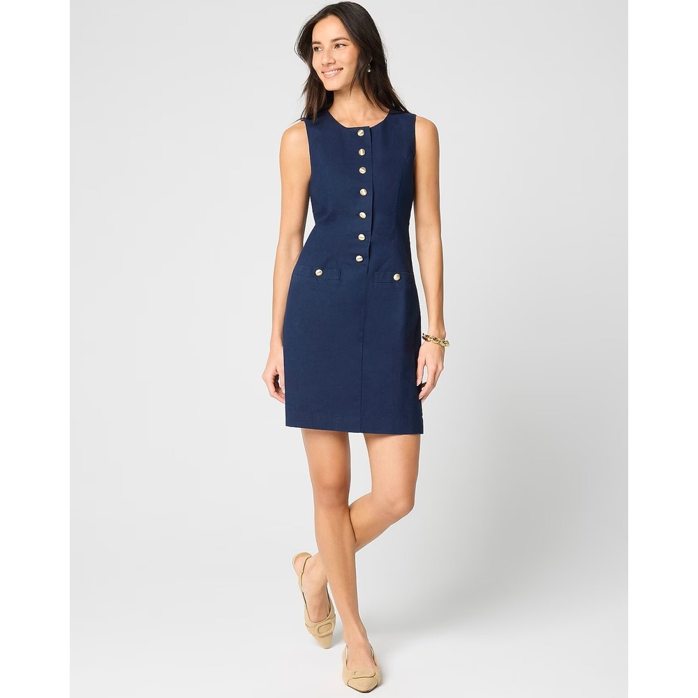 J. Crew Linen-blend button-front mini dress Navy Blue Size 0